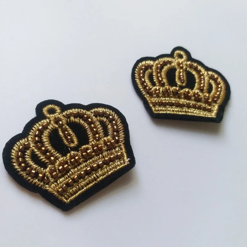 2 шт./компл. 3d золотая корона нашивки со стразами и бисером для одежды аппликации с