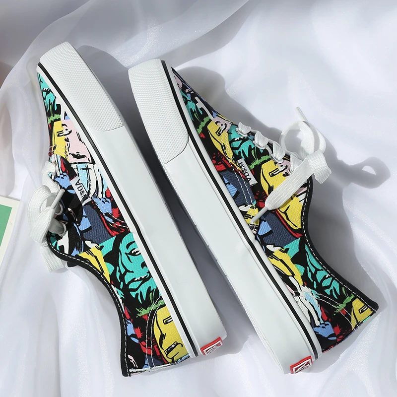 Woman Shoes Canvas Colorful Sneakers Casual Fashion Lace Up Flats Breathable For Woma | Обувь