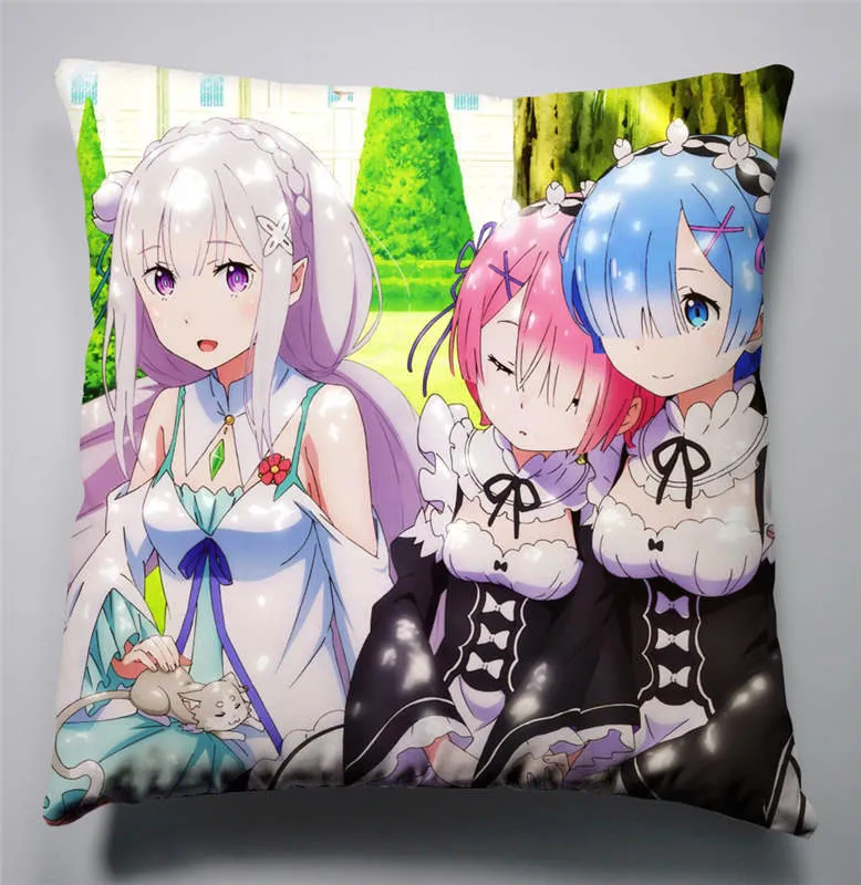 2 Аниме Манга Re Zero kara Hajimeru Isekai Seikatsu подушка 40x40 см наволочка сиденье постельные принадлежности Подушка 010 - Цвет: 2