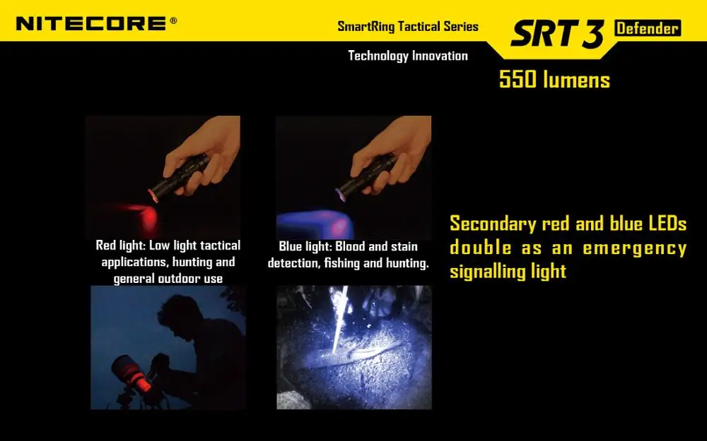 Цена NITECORE SRT3 550 люмен CREE XM-L2 T6 светодиодный тактический фонарь алюминиевый сплав водонепроницаемый фонарь Hiki