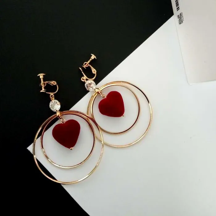 Серьги клипсы для женщин женские серьги в форме сердца без отверстия