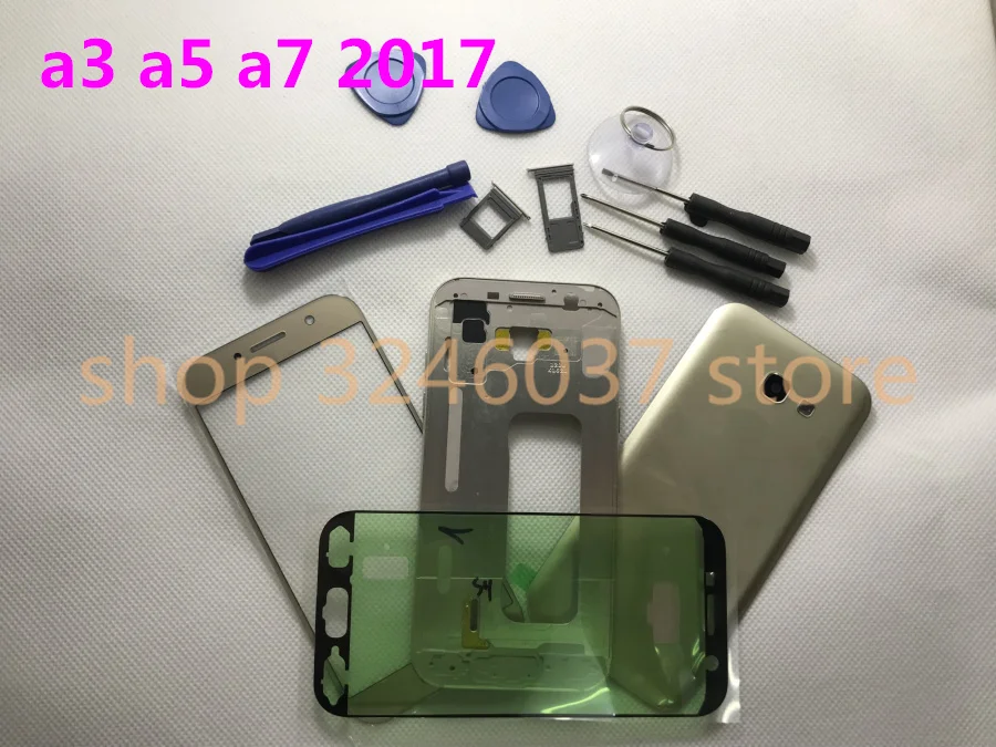 Полный корпус средняя рамка + крышка батареи передний экран стеклянный объектив