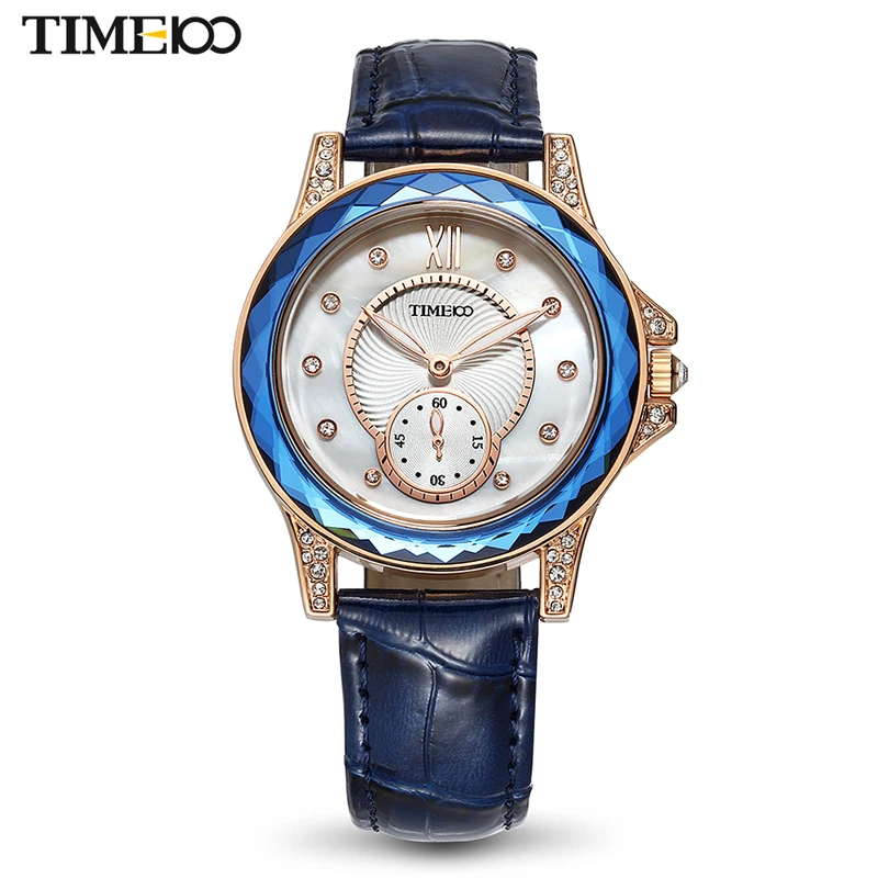 Новые женские часы TIME100 с кожаным ремешком и большим циферблатом