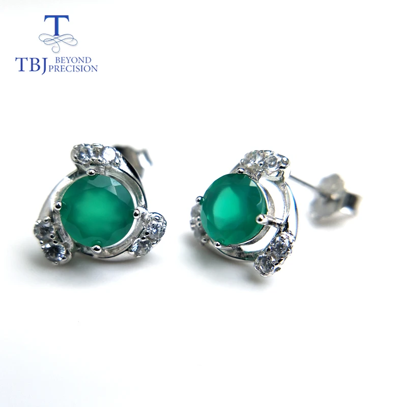 Женское украшение с природным зеленым агатом TBJ простое классическое элегантное