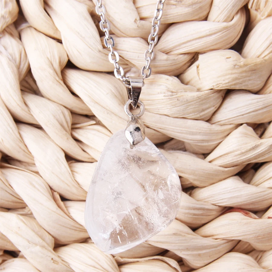 Женское ожерелье с подвеской из натурального белого кристалла нестандартное