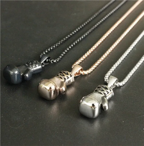 Розовое золото/черный/модные покрытые модные мини боксерские перчатки ожерелье