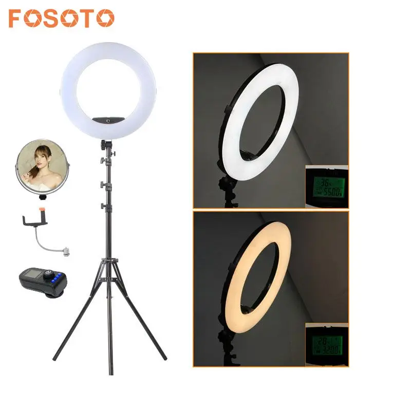 Кольцевой светильник fosoto для фотосъемки с регулируемой яркостью 96 Вт 480Led