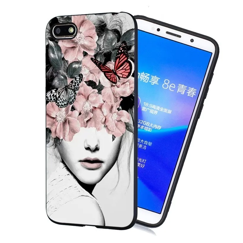 Силиконовый чехол для пары huawei P20 P30 mate 10 20 Lite Pro P Smart Plus Y5 Y6 Y7 чехол для задней панели телефона с цветочным узором для девочек