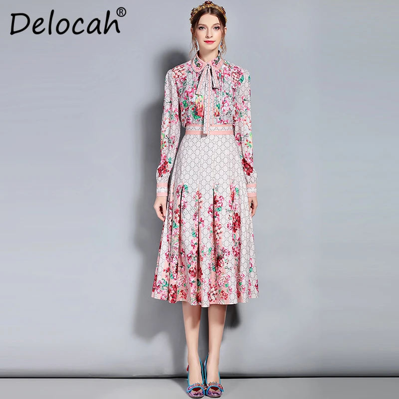 Delocah/Весенний модный Дизайнерский Костюм комплект женских блузок с длинными