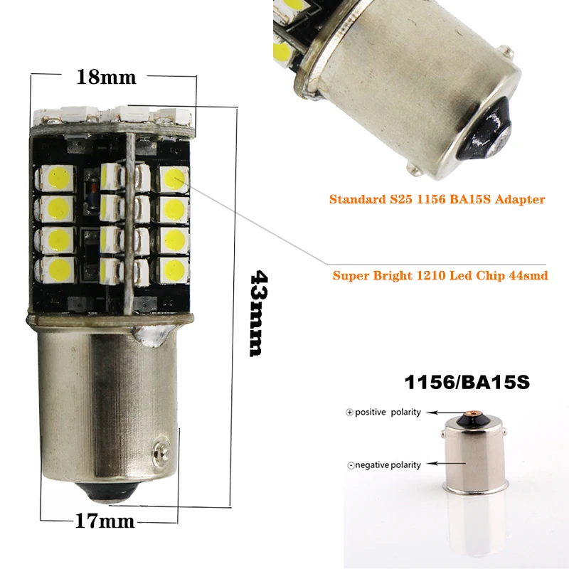 YSY200x Canbus Error Free p21w A15S/1156 44SMD авто Led 1156 Ba15s 1210 3528 задний тормоз Поворотный Светильник