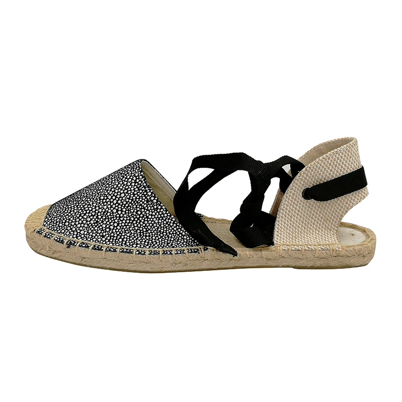 DZYM соломы белье Espadrille Ремешок на щиколотке Женская обувь балетки плоской подошве