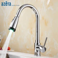 azeta led pull out kitchen tap chrome brass kitchen mixer 2 way water outlet kitchen tap single handle kitchen faucet mk9824ld