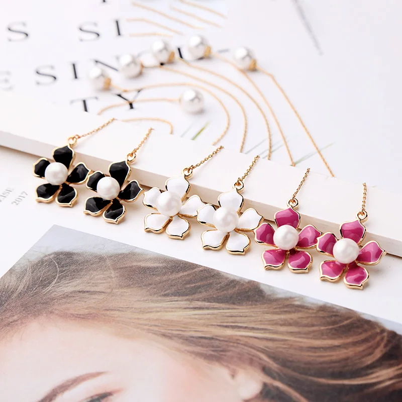 Женские Висячие серьги KISS ME подвески с разноцветными эмалевыми цветками