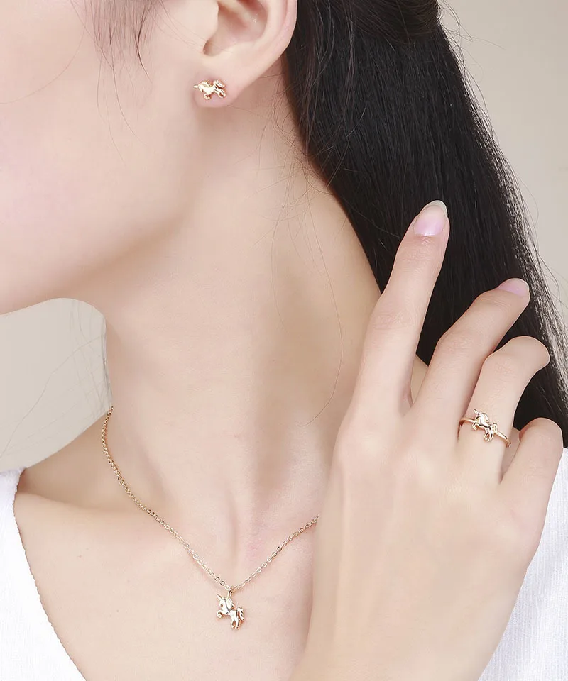 Комплект из колье и серёг с подвеской в виде лошади|jewelry sets for women|jewelry setssmall jewelry |