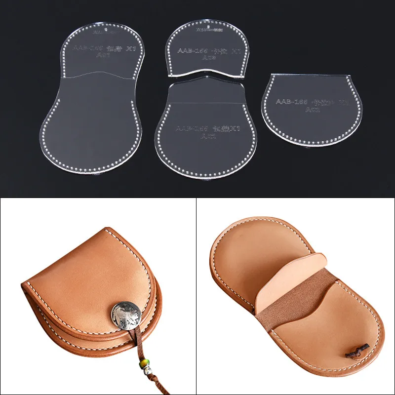 

1 Set coin purse Acrylic Leather Templates Sewing Pattern 8.5*9.5*2
