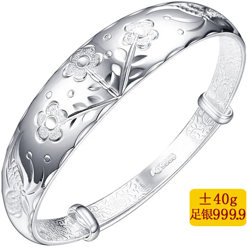

2020 Limited Bangle Armbanden Voor Vrouwen Disorder Recent Bracelet Fine 999.9 For Women For Love Blossom Contracted Fashion