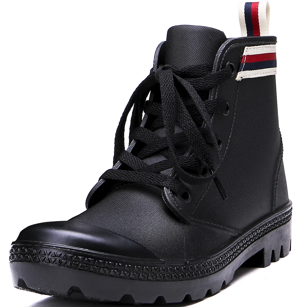 

TONGPU Unisex Lace-Up Eco-PVC Waterproof Sneaker Style Rain Shoes 126-399