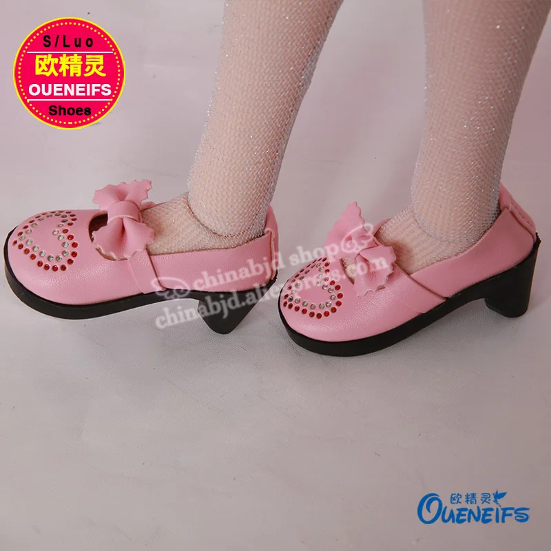 

Shoes For Doll BJD 1 pair 8 cm Pink PU Leather Fashion Mini Toy bow-knot Shoes 1/3 Doll for IP Doll Accessories