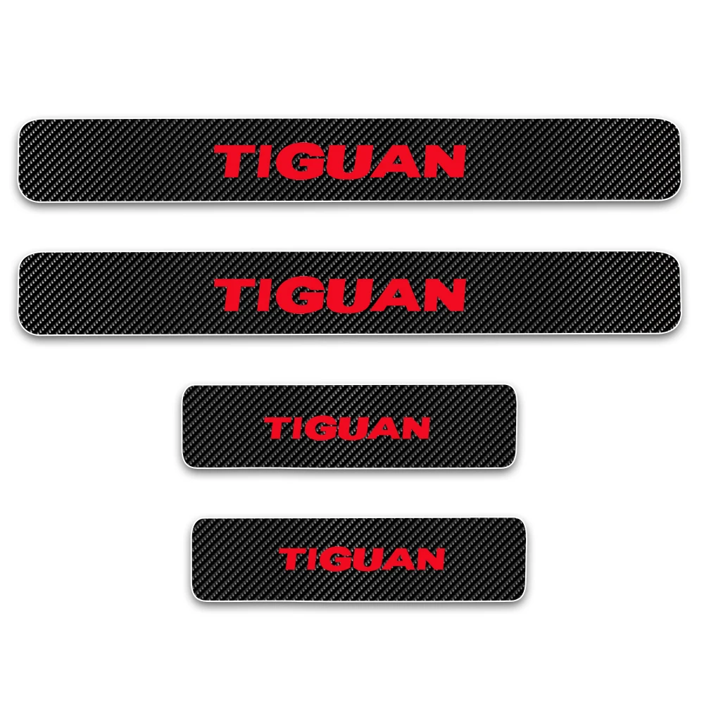 Red Для Volkswagen VW Tiguan, автомобильная дверная защита, автомобильный порог, приветственная наклейка на педаль, 4D виниловая наклейка из углеродного волокна для автомобиля, Стайлинг 4 шт - Название цвета: Red