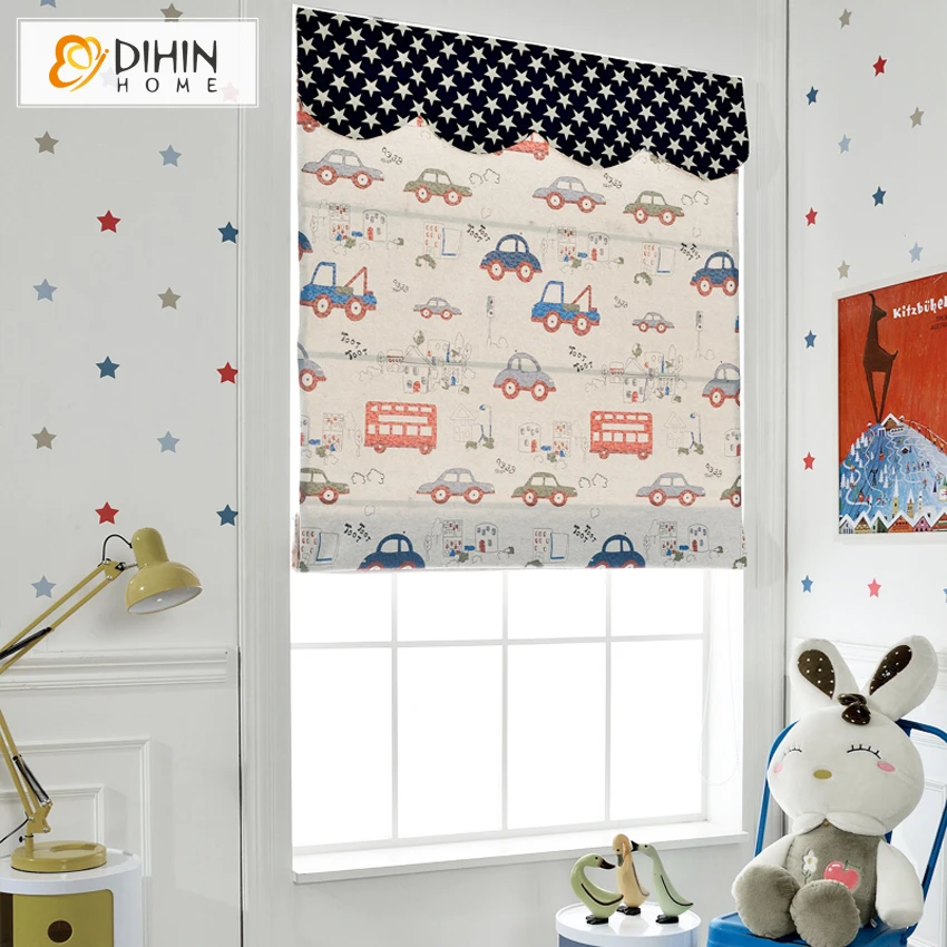 Бесплатная доставка милые занавески с мультяшными машинками для мальчиков