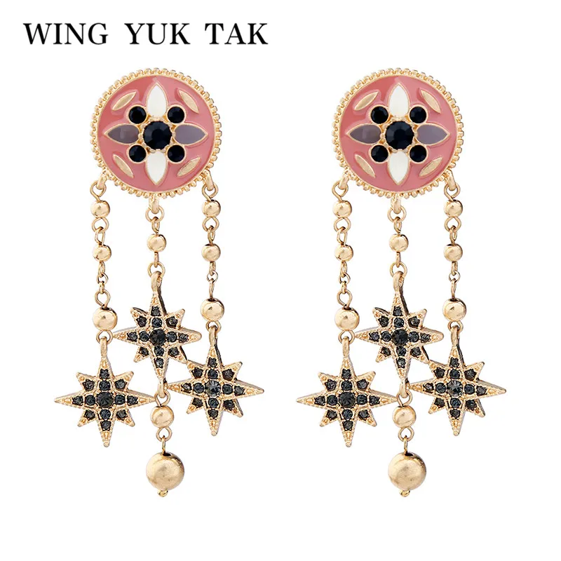 Винтажные серьги-подвески в богемном стиле золотистого цвета | Украшения и