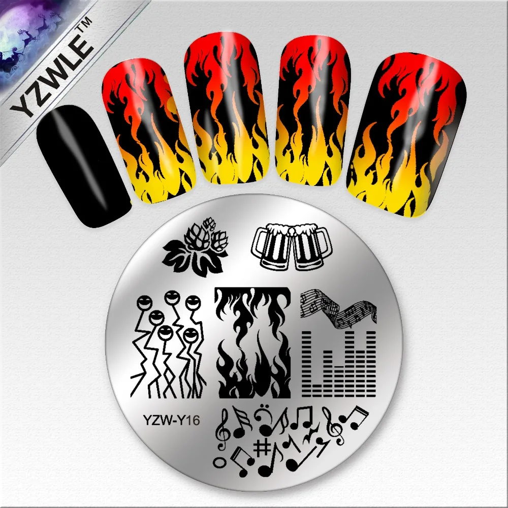 YZWLE 1 Лист Мода Круглый Цветочный Дизайн Nail Art Image Stamp Штамповка Плиты Маникюр