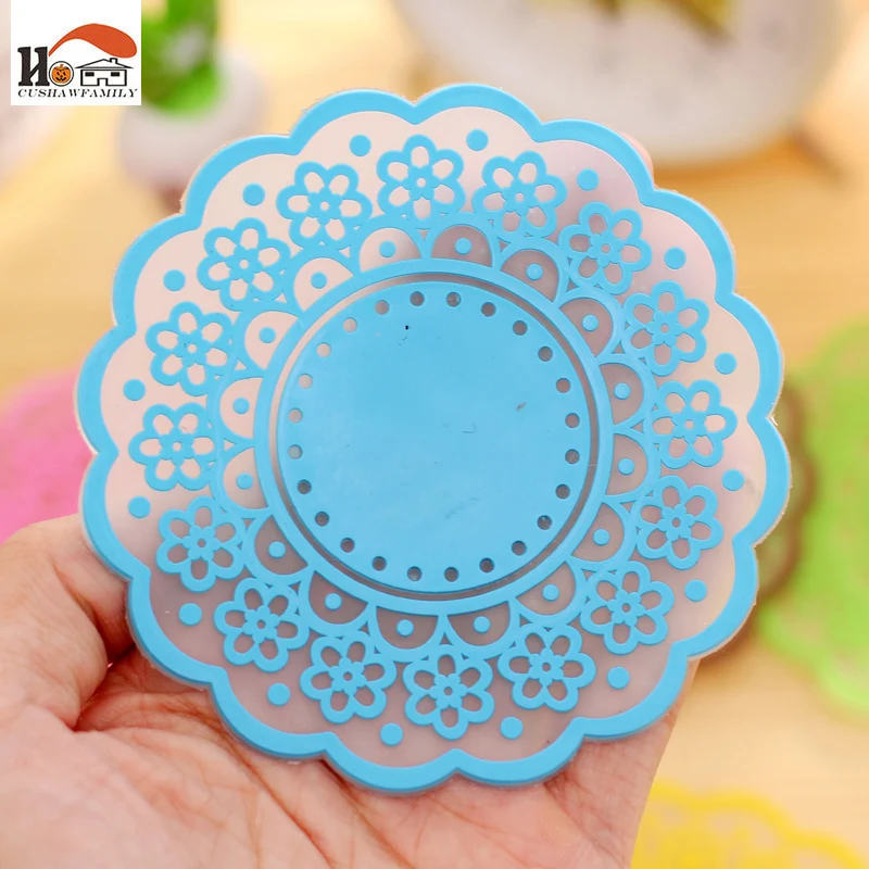 1 шт. элегантный полупрозрачный кружевной коврик для чашки Силиконовый круглый