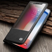 qialino genuine leather business style cover for iphone x window flip pure handmade luxury case for iphone x for 5 8 inch