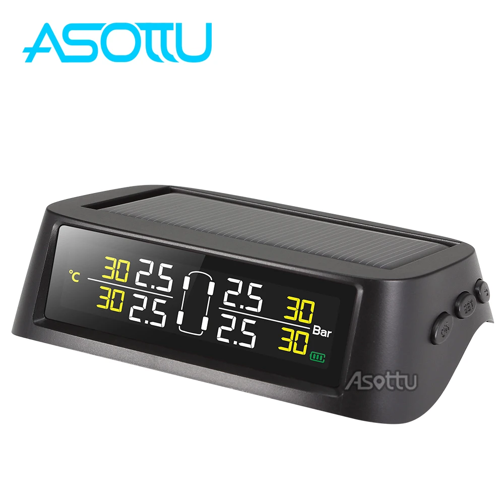 Asottu умный автомобиль TPMS система контроля давления в шинах Солнечная энергия зарядка цифровой ЖК-дисплей система охранной сигнализации TPMS