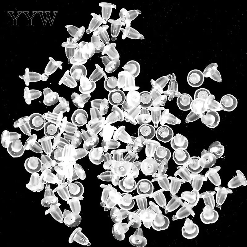 

500PCs 4.5mm Silicone Rubber Barrel Earrings Accessories Plastic Ear Plugging Earring Back Barrel Bullet Ear Nuts Wholesale