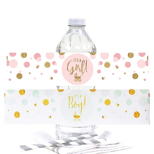 Этикетки для бутылки с водой, розовые, синие, в горошек, 12 шт.