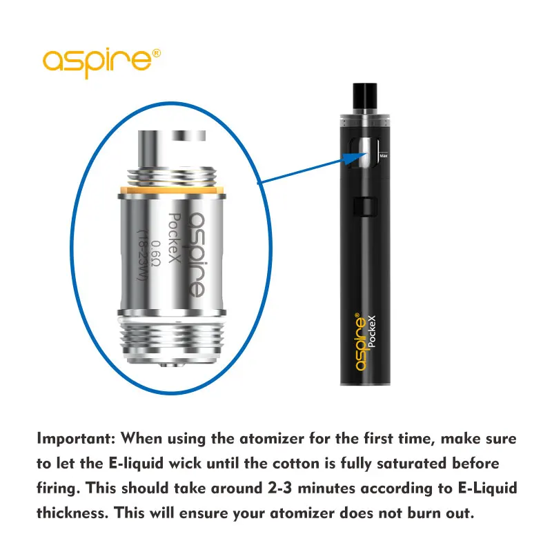 5 шт./лот Aspire PockeX катушка 0.6ohm/1.2ohm Vape катушки голова 316L сталь для электронных