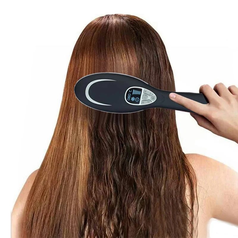 

USHOW Professional Ionic Hair Straightener Brush With Electric Fast Comb Ceramic Hair Straightening Iron With LCD Display