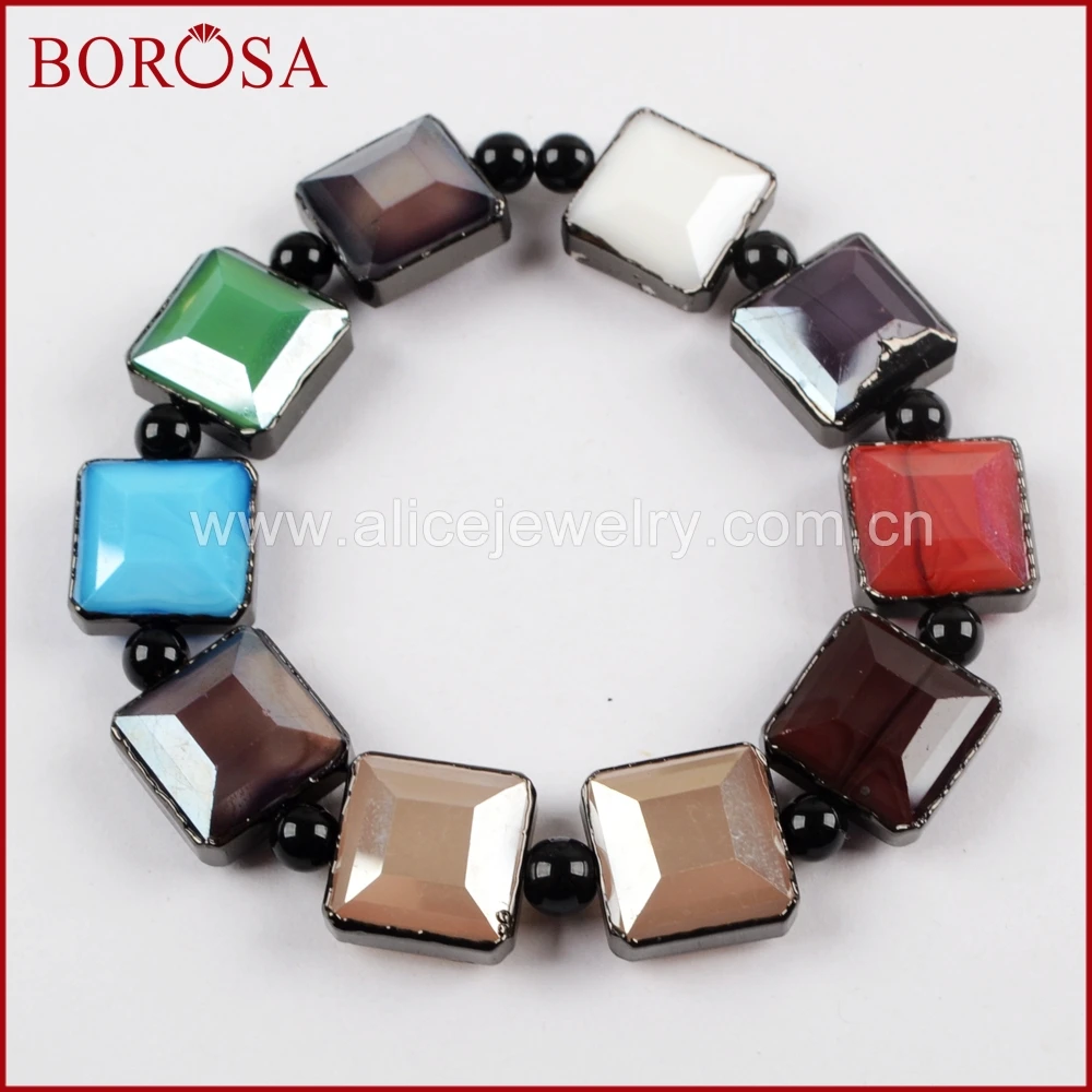 BOROSA 5 шт. натуральные многоцветные ограненные камни квадратный/подвеска