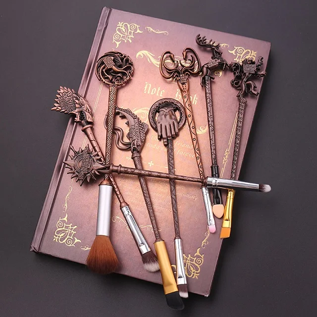Antique Red Copper Прямая поставка, горячая Распродажа кистей для макияжа из фильма Игра престолов, набор мягких синтетических кистей с пудрой, контуром теней для век, бровей, губ - Handle Color: Antique Red Copper