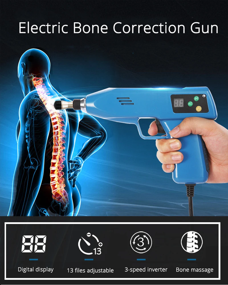 6 головок 13 регулируемые уровни мануальная терапия для позвоночника инструмент Электрический коррекция кости пистолет активатор терапия затылочной части массажера