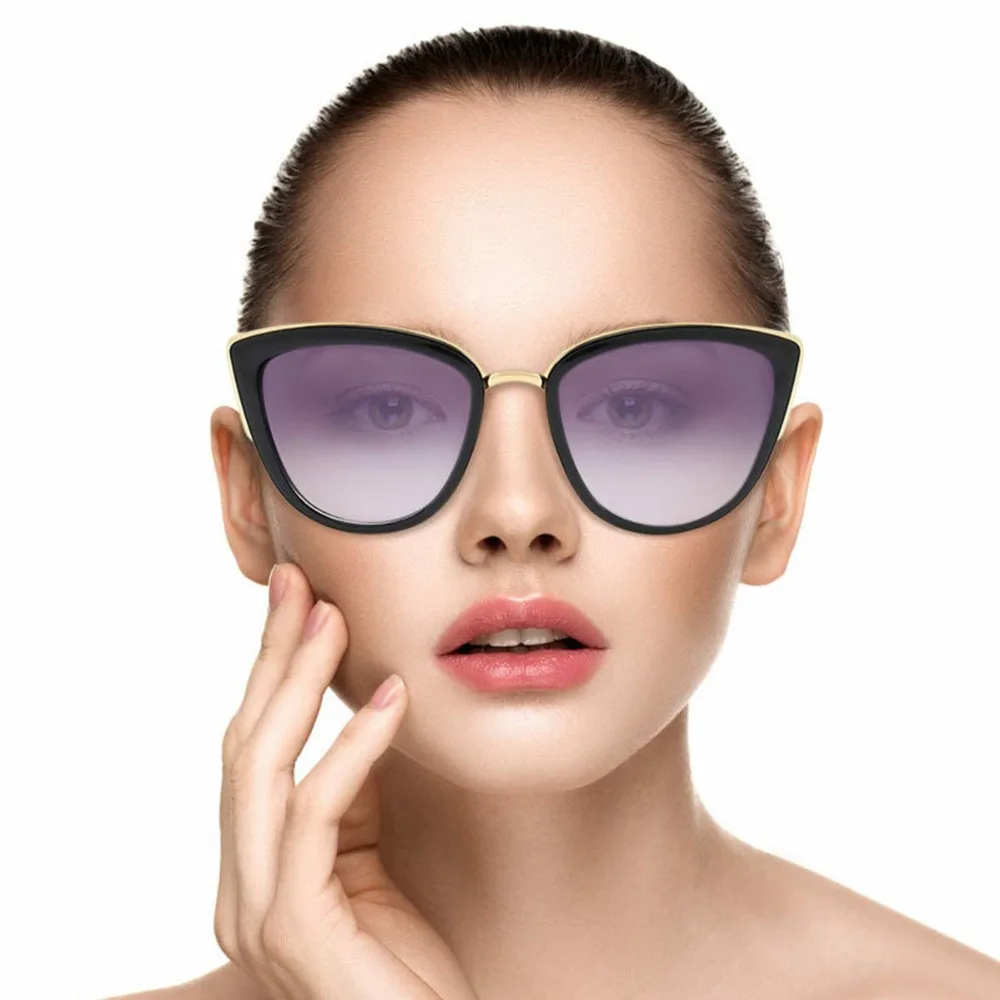 Модные Cateye Солнцезащитные очки женские винтажные градиентные очки ретро солнцезащитные очки «кошачий глаз» женские очки UV400