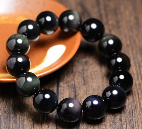 Самые продаваемые натуральные радужные глаза 12 мм обсидиан для мужчин и