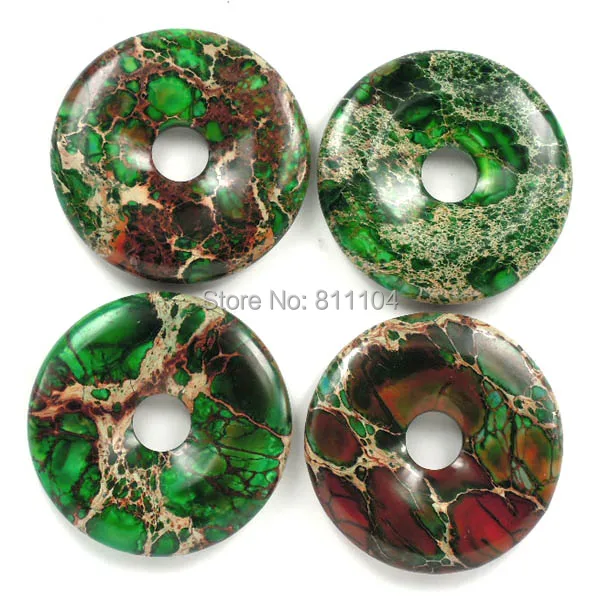 

50mm New Green Sea Sediment Jasper stone Donut Pendant Natural Gem stone Pendant