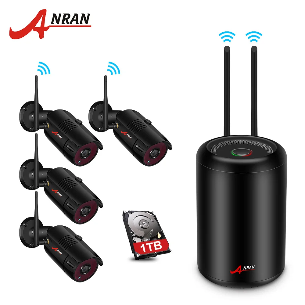ANRAN 8CH 1080P Wifi камера безопасности система наружная Водонепроницаемая камера видеонаблюдения комплект P2P Беспроводная камера система - Цвет: 4 Black Cameras Kit