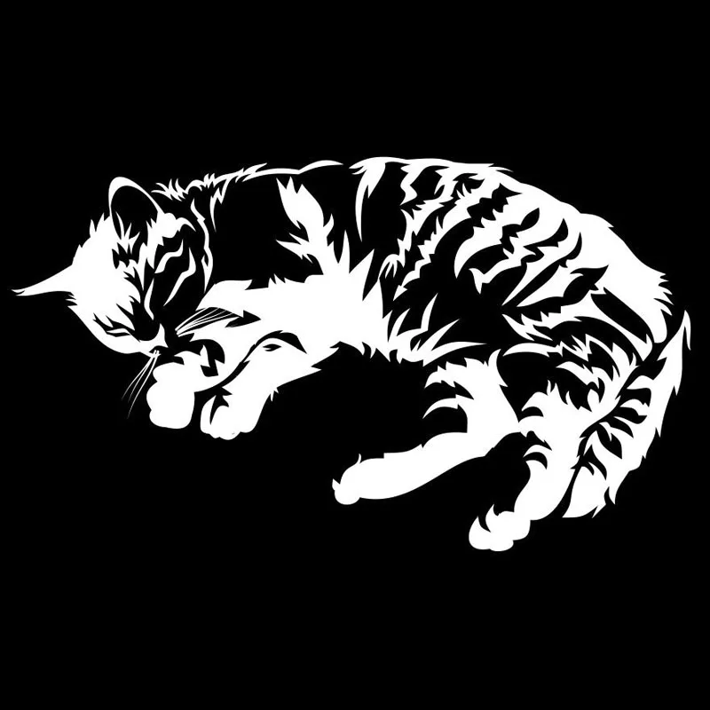 18*10 5 см спящий Кот Виниловая наклейка милая необычная s черный/серебристый цвет -