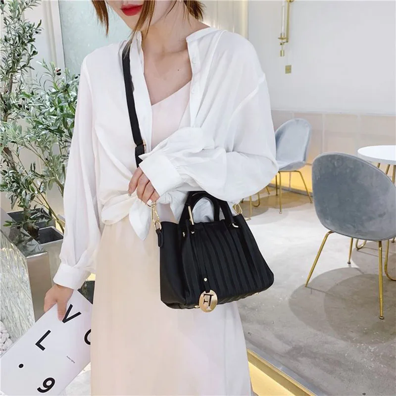 Винтажная плиссированная сумка мессенджер через плечо женская дизайнерская