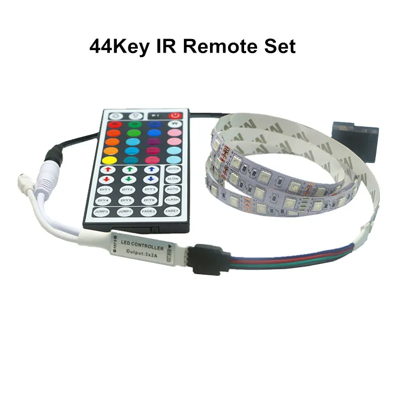 RGB 44key Remote RGB led ленточный светильник полный комплект для ПК компьютерный чехол SATA интерфейс питания фиксируется клейкой лентой, пульт дистанционного управления цвет 12 В - Испускаемый цвет: RGB 44key Remote