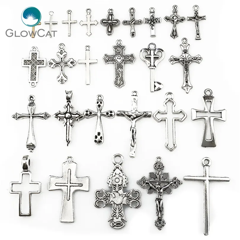 

MIX 26pcs Cross Charm Vintage Zinc Alloy Crosses Pendant Religious Faith Charms Jewelry Findings Making Cruces Bisuteria