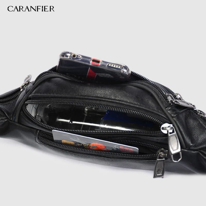 Модная Мужская поясная сумка CARANFIER из натуральной кожи забавные сумочки с