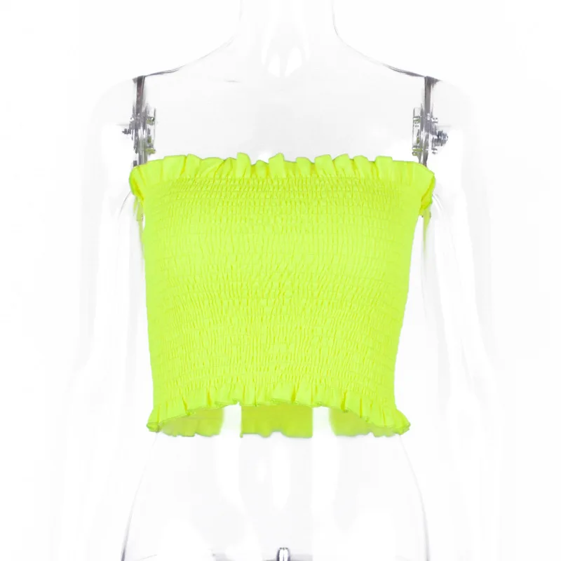 Neon Green Orange Solid Elastic Tank Tops 2019 Summer Women Fahsion Sexy Bodycon Slim Party Casual Streetwear Crop | Женская одежда