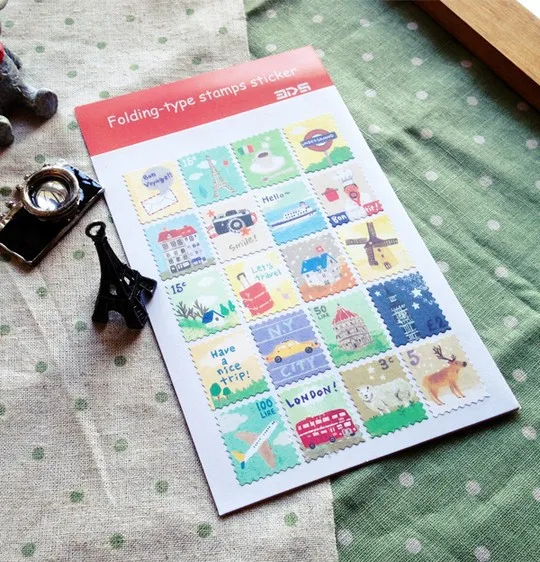 

2pcs/lot =160pcs stamps. DIY Vintage Retro Classic Paper Travel Stamp Stickers for Decoration Scrapbooking Gifts 013006003