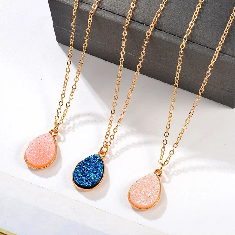 Цепочка с подвеской в виде капли воды натуральный камень-талисман драгоценный