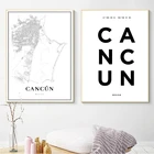 Мексиканская улица Канкун, Дорожная карта, плакаты, принты, путешествия, отпуск, Канкун, координаты, холст, живопись, картины, домашнее настенное искусство, Декор