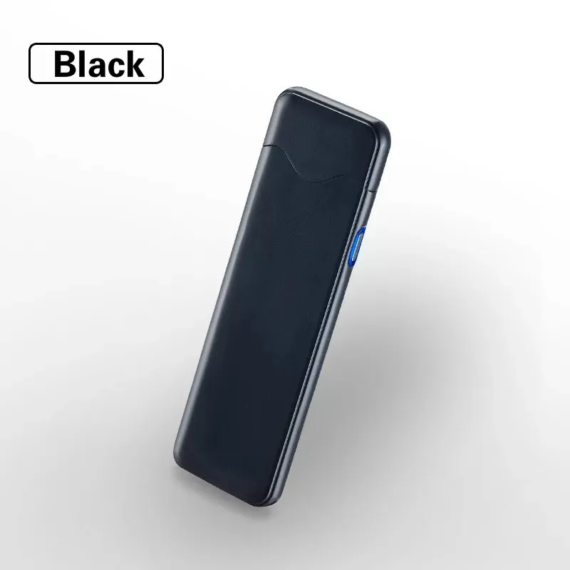 Black Крутой ультра-тонкий сенсорный датчик отпечатков пальцев Зажигалка s ветрозащитные зажигалки беспламенная Электронная зажигалка для мужчин - Цвет: Black
